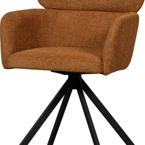 Spisebordsstol WOOOD Collection Fenne rust med drejefunktion og integrerede armlæn i vævet polyester H80xB58xD60 cm