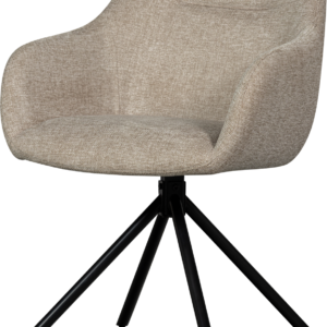 Spisebordsstol WOOOD Collection Grant-Jaki sandfarvet polyester chenillestof med mat sort stel H80xB57xD61 cm