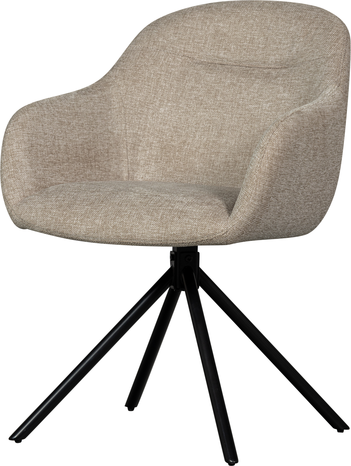 Spisebordsstol WOOOD Collection Grant-Jaki sandfarvet polyester chenillestof med mat sort stel H80xB57xD61 cm