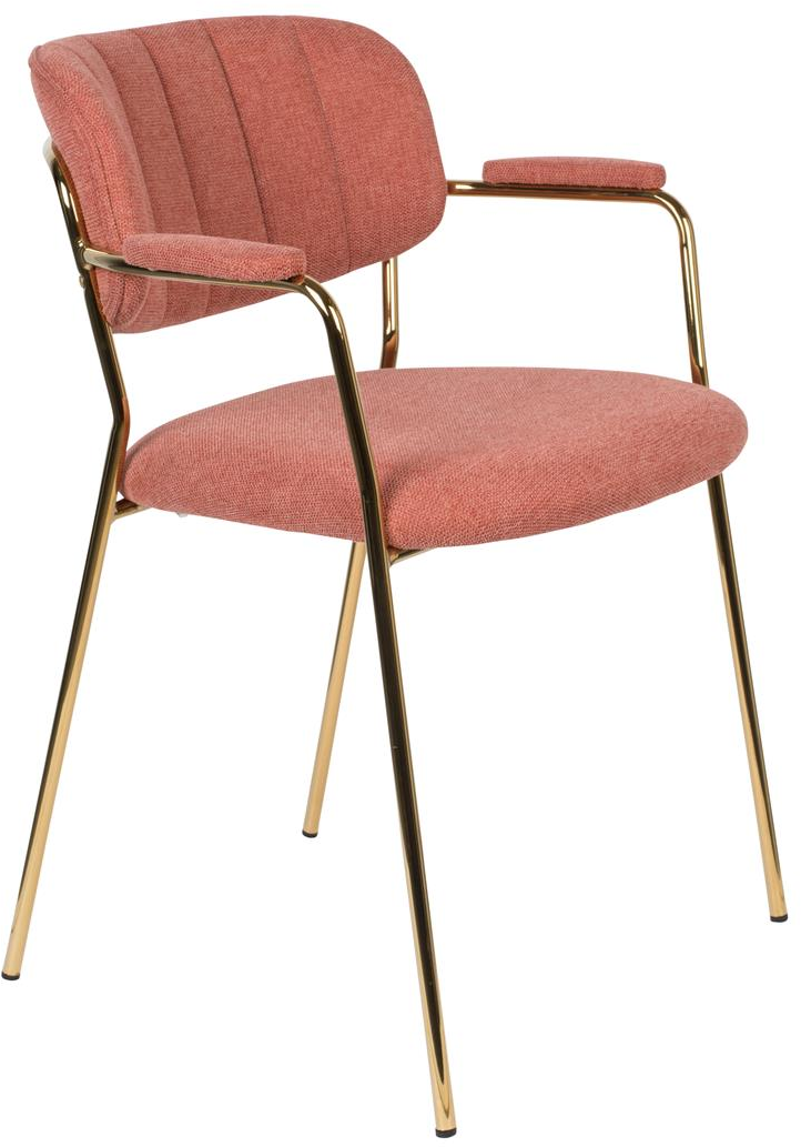Spisebordsstol med armlæn Studio White Jolien rødbrun polstret stof H78xB60,5xD56 cm