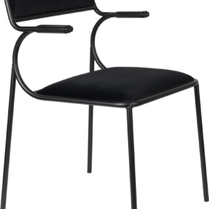 Spisebordsstol med armlæn Zuiver Alba polstret antracit polyesterstof sort metalramme ergonomisk design