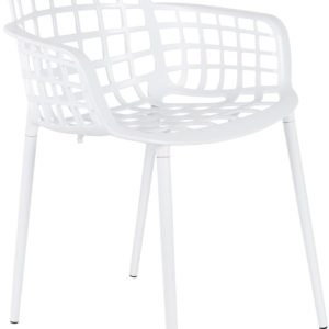 Spisebordsstol med armlæn Zuiver Albert offwhite aluminium robust stabelbar til have og terrasse