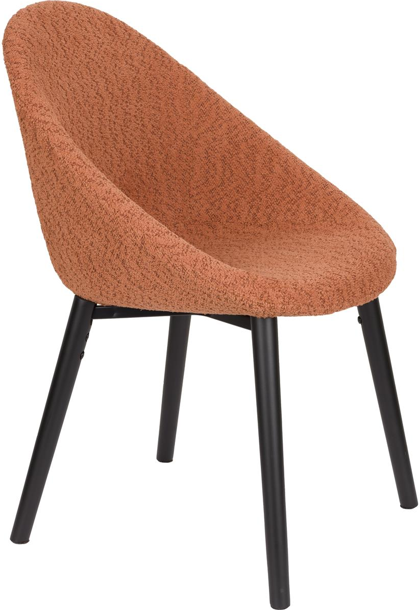 Spisebordsstole sæt 2 Dutchbone Fenna rødbrun polyester polstret bøg/stål ben