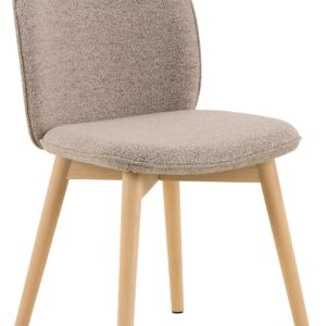 ACT NORDIC Cindy spisebordsstol - beige stof og hvidpigmenteret gummitræ