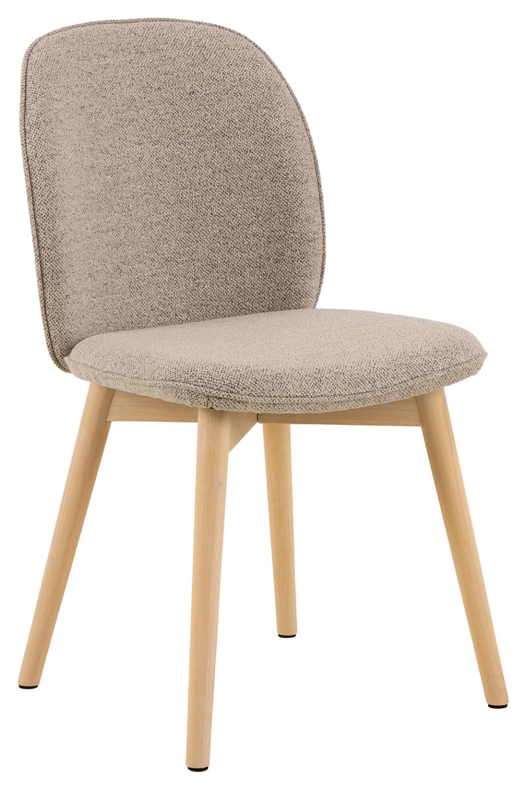 ACT NORDIC Cindy spisebordsstol - beige stof og hvidpigmenteret gummitræ