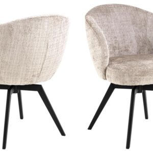 ACT NORDIC Darlene spisebordsstol, m. armlæn og retur drej - beige stof og sort stål