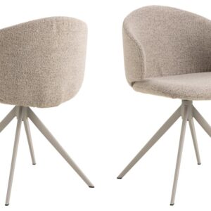ACT NORDIC Ella spisebordsstol, m. drejefunktion - beige stof og grå stål
