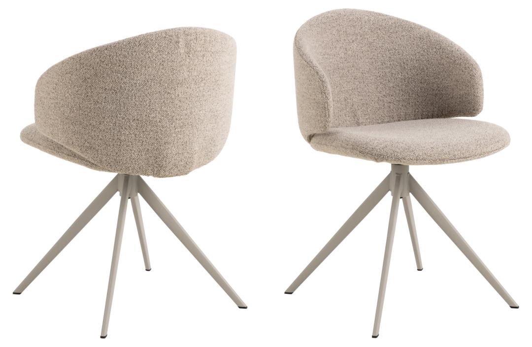 ACT NORDIC Ella spisebordsstol, m. drejefunktion - beige stof og grå stål