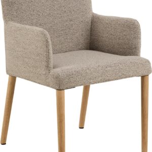 ACT NORDIC Zoe spisebordsstol spisebordsstol, m. armlæn - beige stof og natur gummitræ