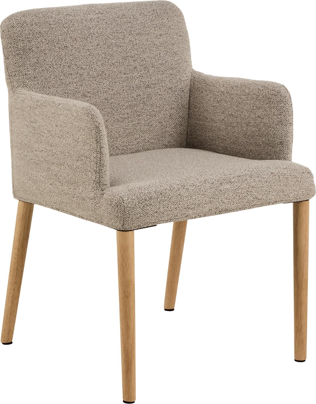 ACT NORDIC Zoe spisebordsstol spisebordsstol, m. armlæn - beige stof og natur gummitræ