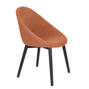 DUTCHBONE Fenna spisebordsstol - terracotta bouclé stof og træ