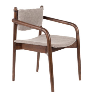 DUTCHBONE Torrance spisebordsstol, m. armlæn - brun polyester og brun træ
