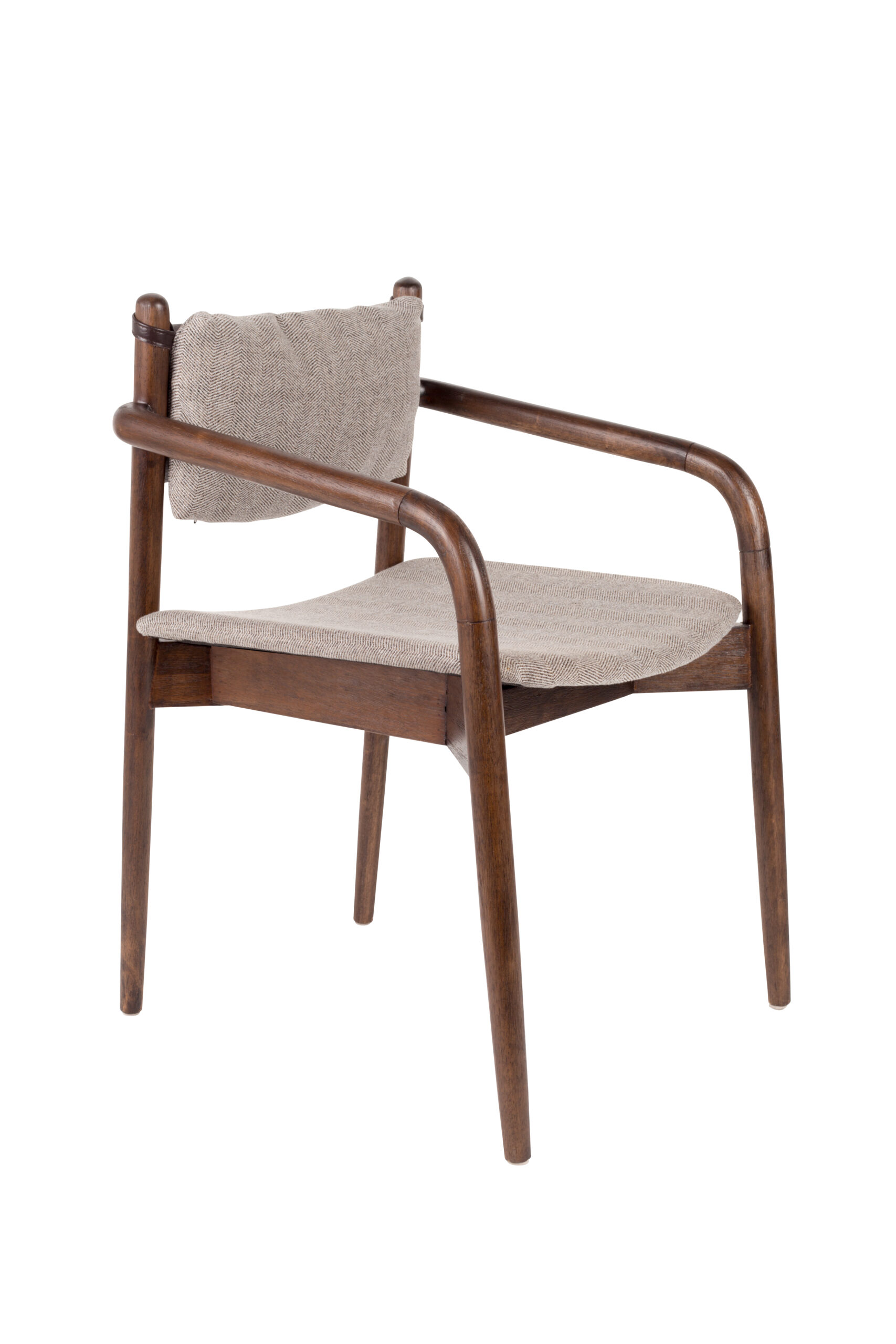 DUTCHBONE Torrance spisebordsstol, m. armlæn - brun polyester og brun træ