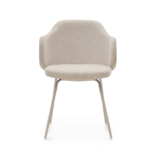 KAVE HOME Yunia spisebordsstol, m. armlæn - beige stof og beige stål
