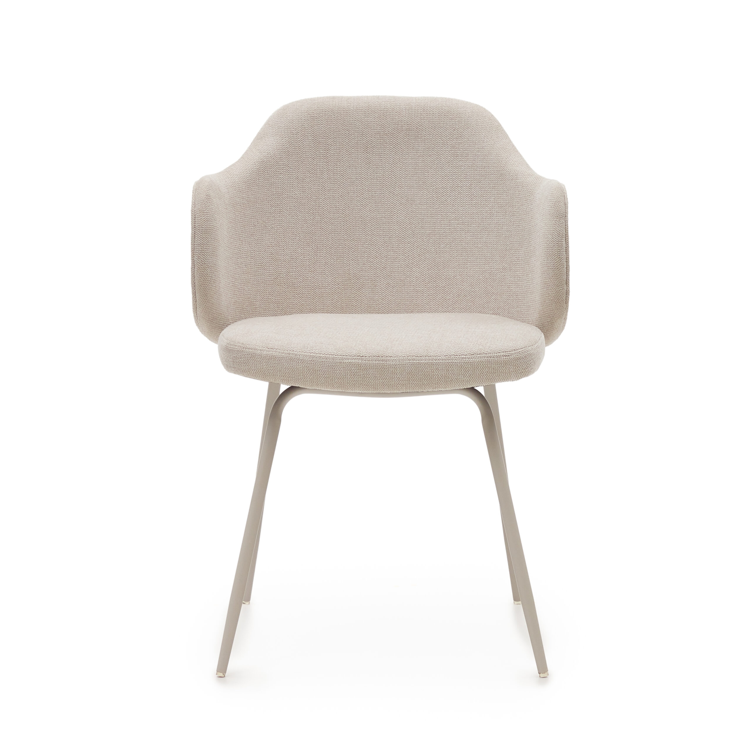 KAVE HOME Yunia spisebordsstol, m. armlæn - beige stof og beige stål