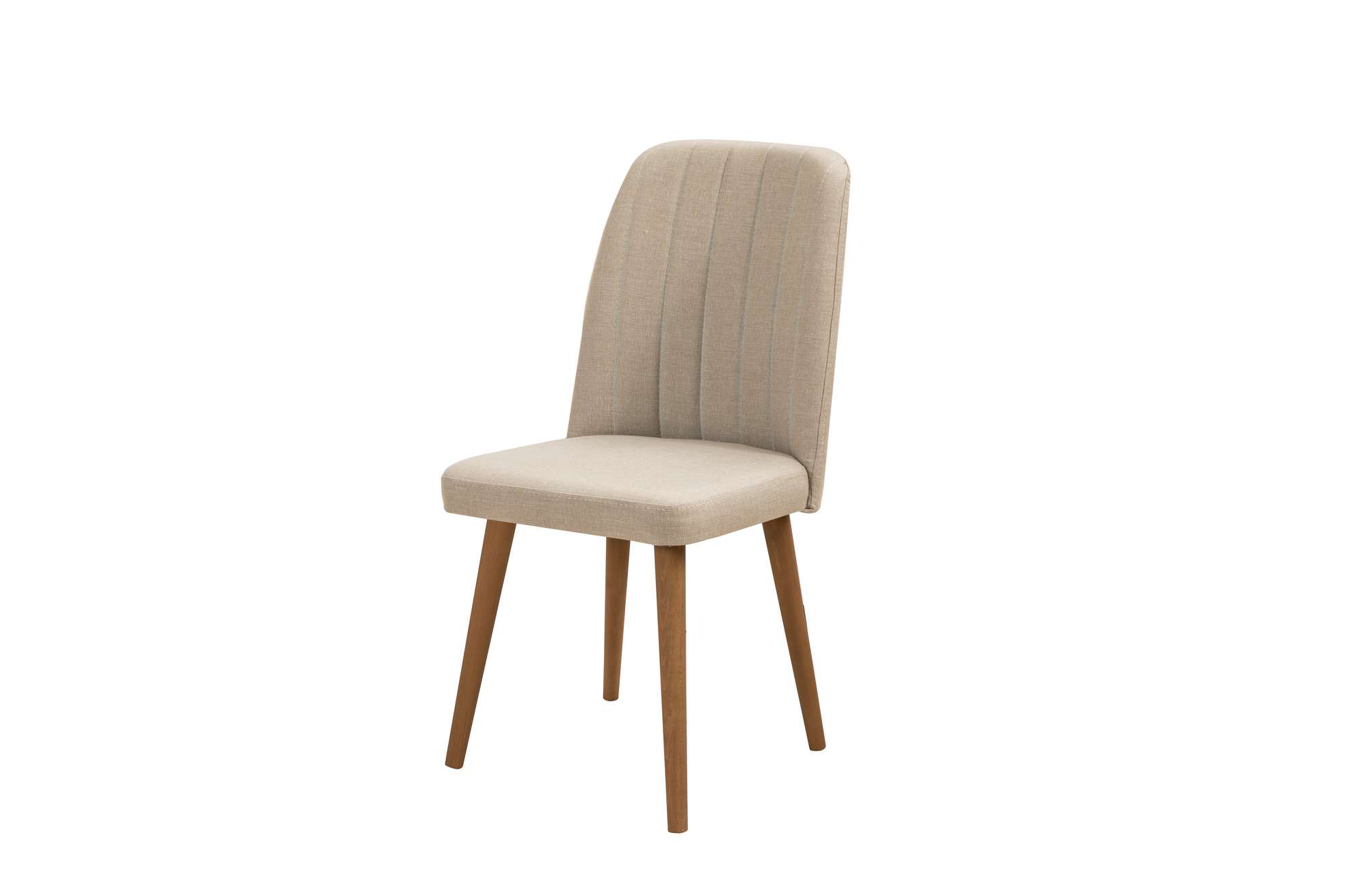 NORDVÄRK Vina 1005 spisebordsstol - creme stof og brun avnbøg
