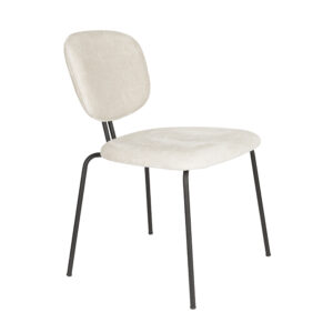 WHITE LABEL LIVING Bouton spisebordsstol, stabelbar - offwhite polyester og sort jern