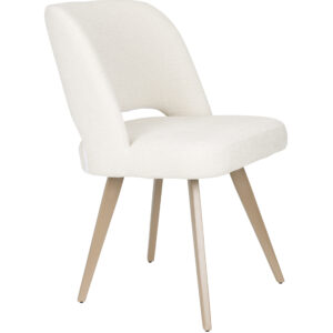 WHITE LABEL LIVING Yves spisebordsstol - offwhite polyester og brun jern