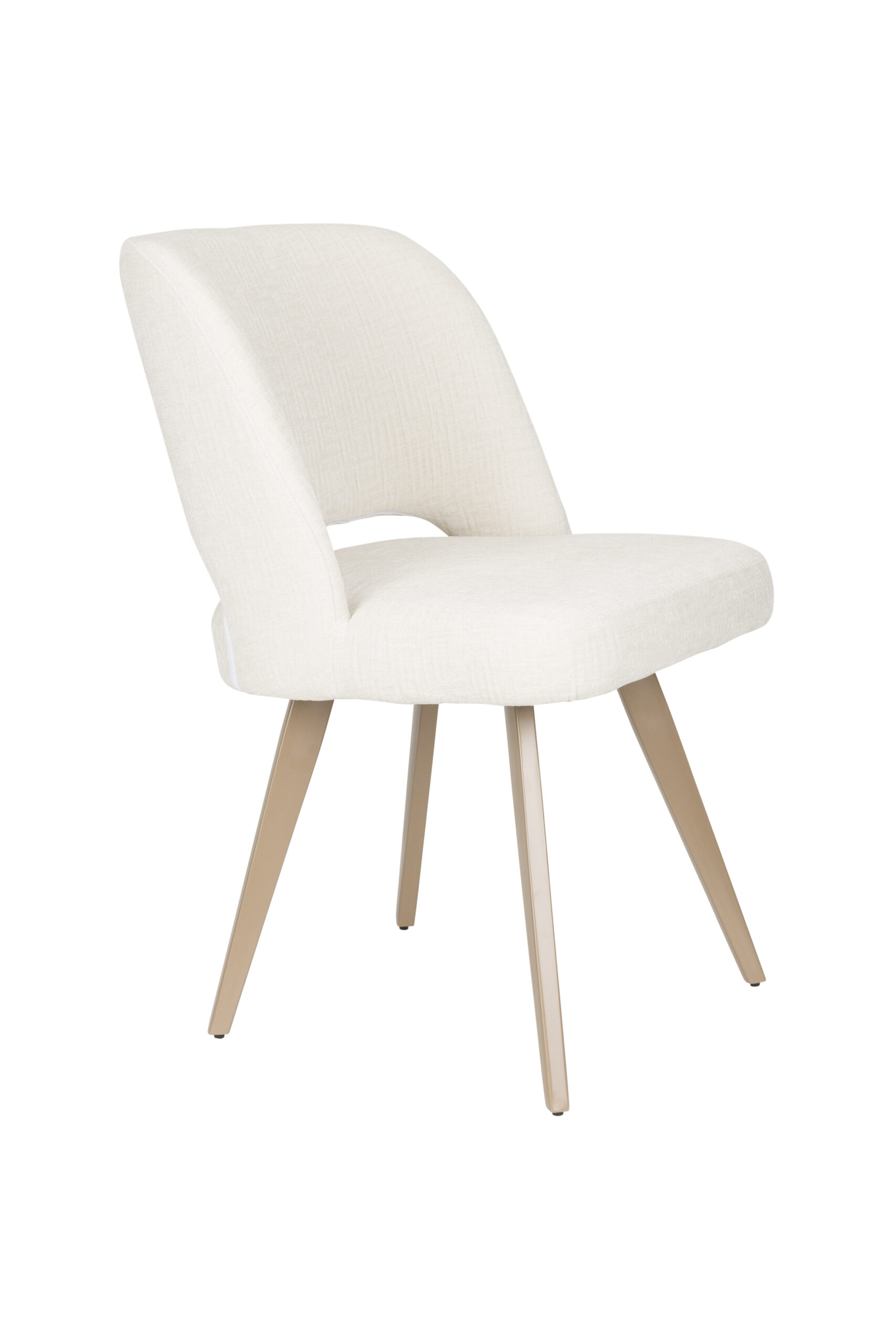 WHITE LABEL LIVING Yves spisebordsstol - offwhite polyester og brun jern
